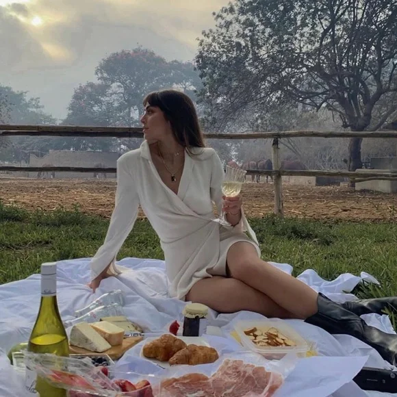 Orseund Iris Boxy Wrap Dress White Ivory Size S - Picture 5 of 9